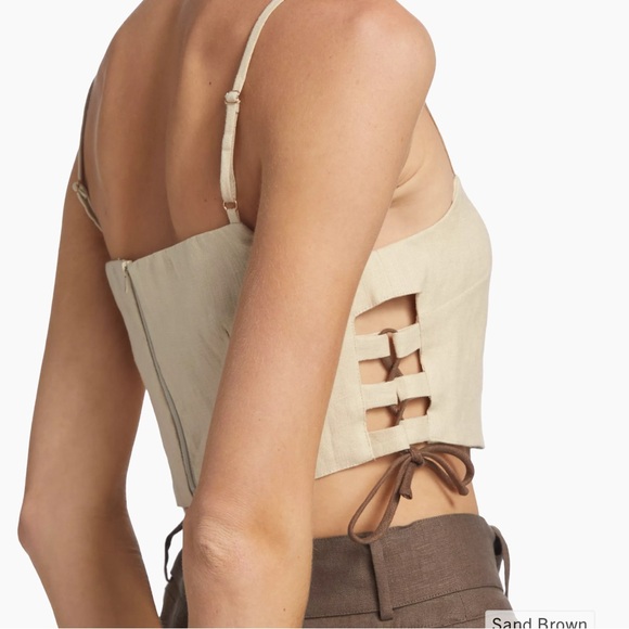 Hevron Luisa Lace-Up Linen Crop Top NWT - Picture 5 of 7